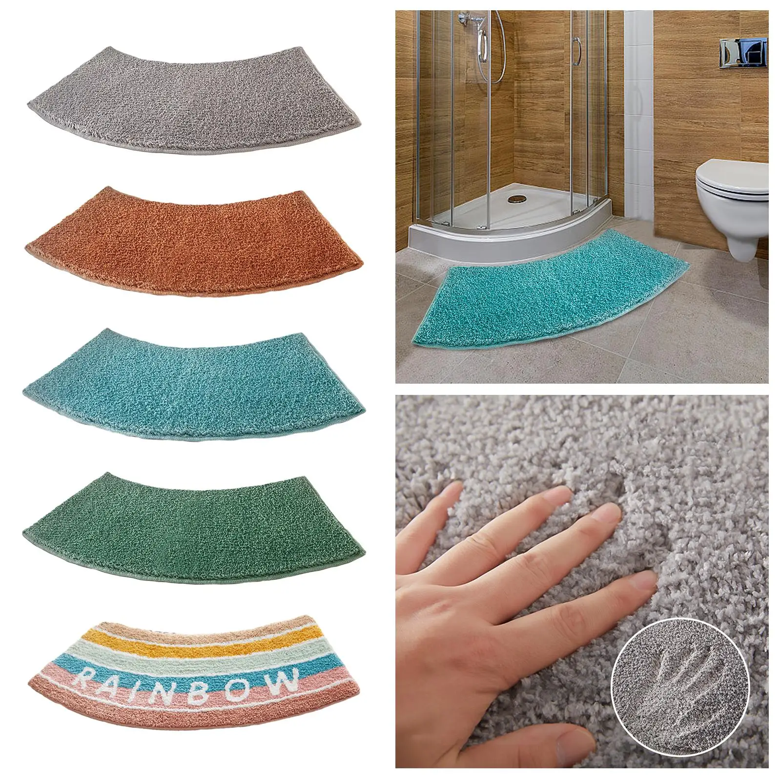 Curved Shower Mat Toilet Rug B - Bamboo Bath Mat review and price