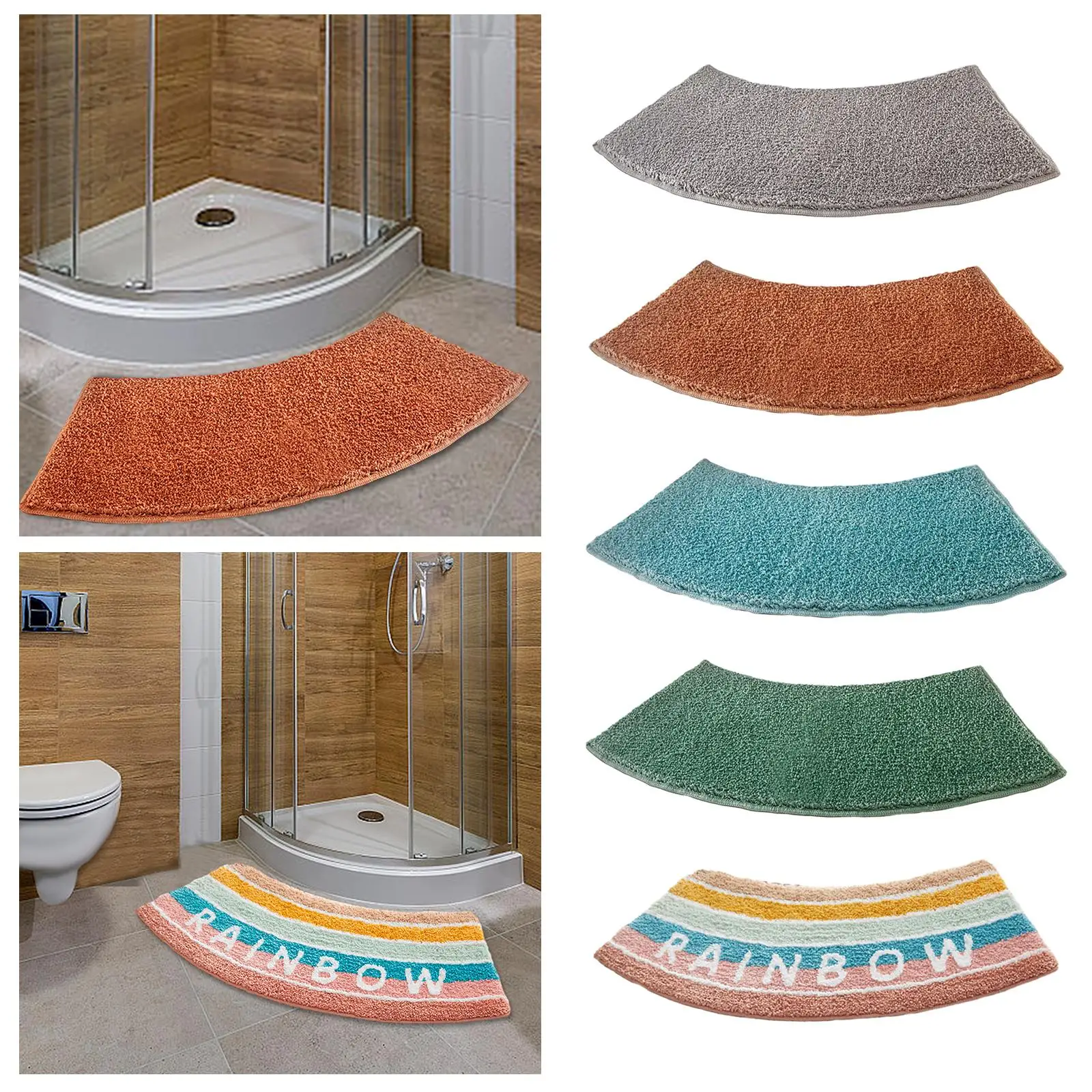 Curved Shower Mat Toilet Rug B - Bamboo Bath Mat review and price