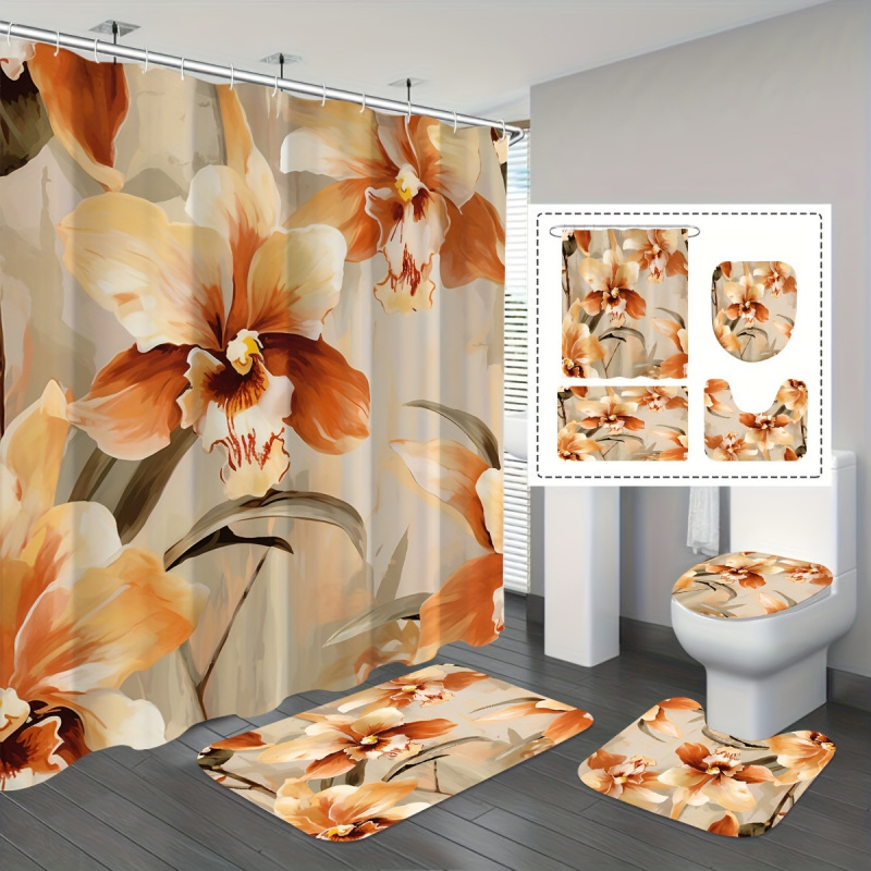 Vintage Orange Floral Water-Re - Bamboo Bath Mat review and price